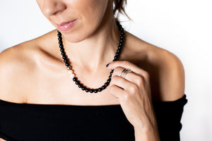 Black Onyx, Pearl Necklace