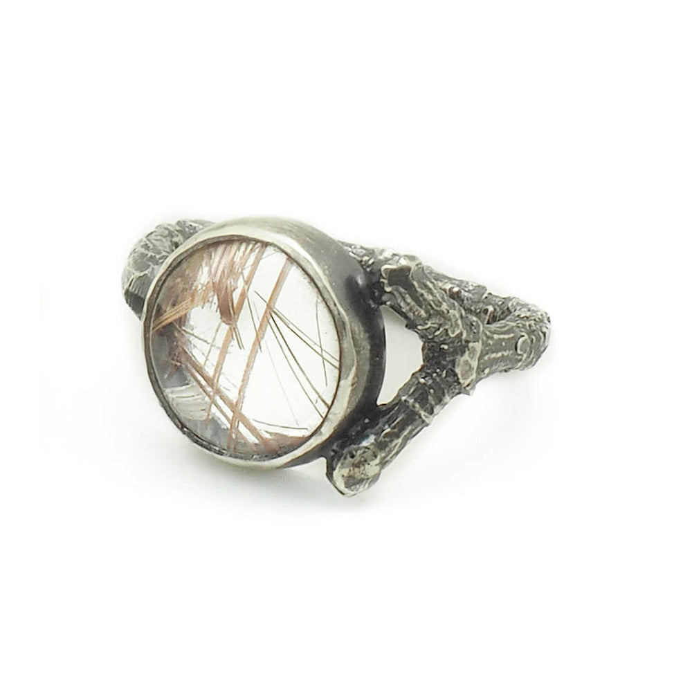 Branch Ring with Rutilated Quartz